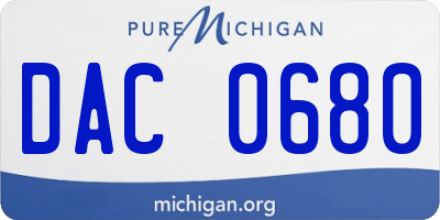 MI license plate DAC0680