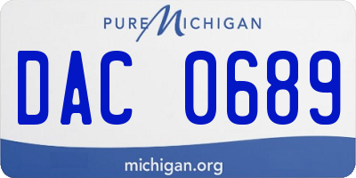 MI license plate DAC0689