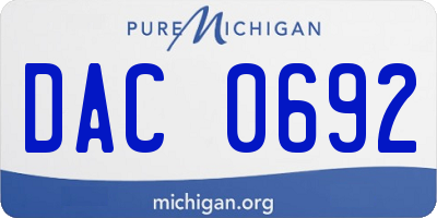 MI license plate DAC0692