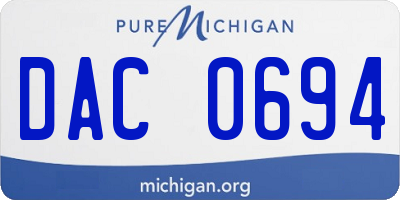 MI license plate DAC0694