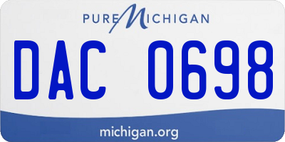 MI license plate DAC0698