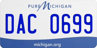 MI license plate DAC0699