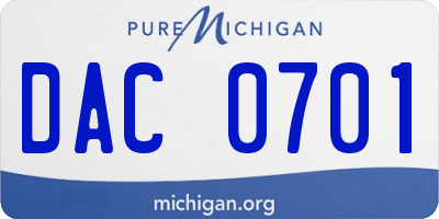 MI license plate DAC0701