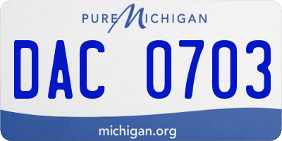 MI license plate DAC0703