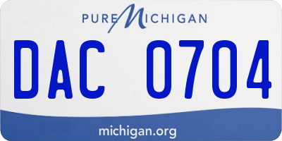 MI license plate DAC0704