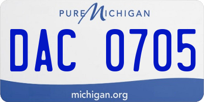 MI license plate DAC0705