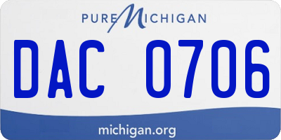 MI license plate DAC0706