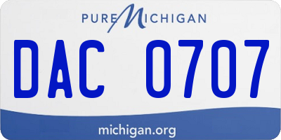 MI license plate DAC0707