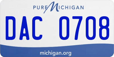 MI license plate DAC0708