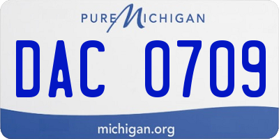 MI license plate DAC0709