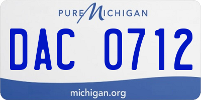 MI license plate DAC0712