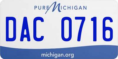 MI license plate DAC0716