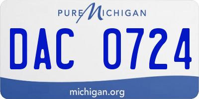 MI license plate DAC0724