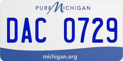 MI license plate DAC0729