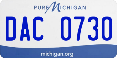 MI license plate DAC0730