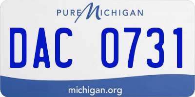 MI license plate DAC0731