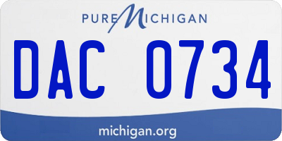 MI license plate DAC0734