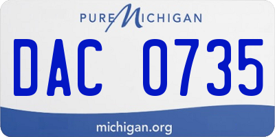 MI license plate DAC0735