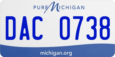 MI license plate DAC0738