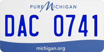 MI license plate DAC0741