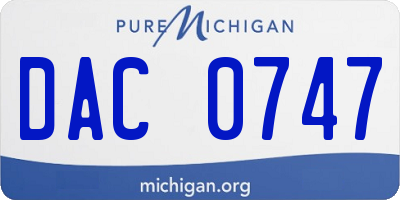 MI license plate DAC0747