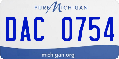 MI license plate DAC0754