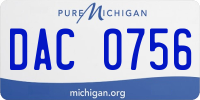 MI license plate DAC0756