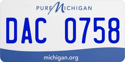 MI license plate DAC0758