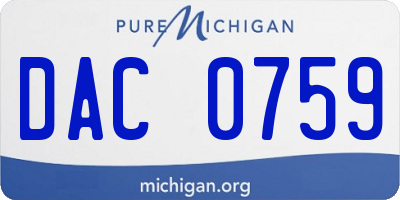 MI license plate DAC0759