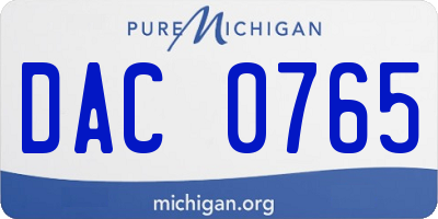 MI license plate DAC0765