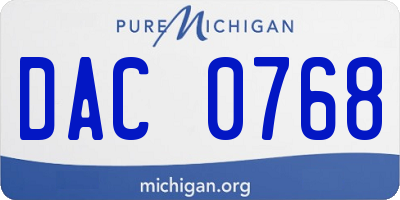 MI license plate DAC0768