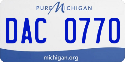 MI license plate DAC0770