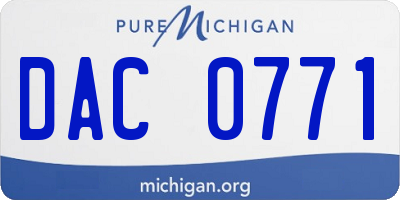 MI license plate DAC0771