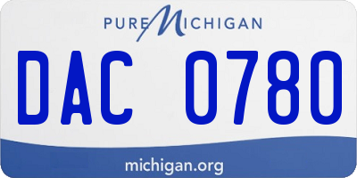 MI license plate DAC0780