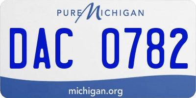 MI license plate DAC0782
