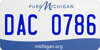 MI license plate DAC0786