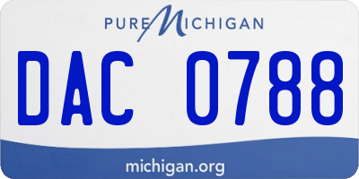MI license plate DAC0788