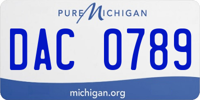 MI license plate DAC0789