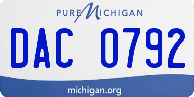MI license plate DAC0792