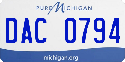 MI license plate DAC0794