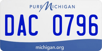 MI license plate DAC0796