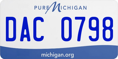 MI license plate DAC0798