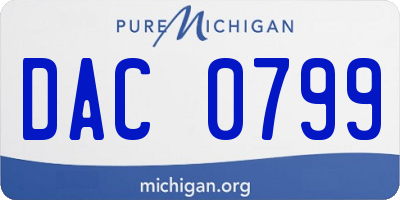 MI license plate DAC0799