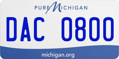 MI license plate DAC0800