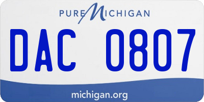 MI license plate DAC0807