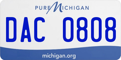 MI license plate DAC0808