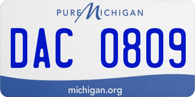 MI license plate DAC0809