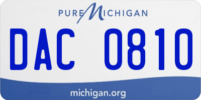 MI license plate DAC0810