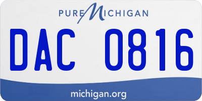 MI license plate DAC0816