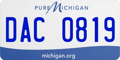 MI license plate DAC0819